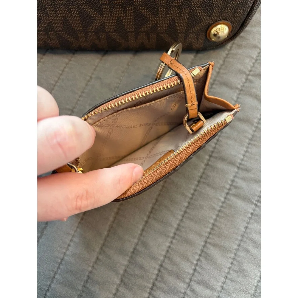 Michael Kors Jet Set Travel Signature Brown Tote Bag with Matching Card Case
